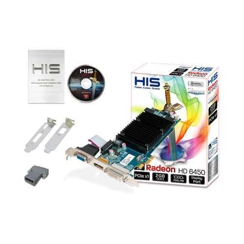 HIS H645H2GD1 Radeon HD 6450 2 GB PCIe x1 Graphics Card