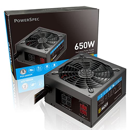 PowerSpec PS 650GSM 650 W 80+ Gold Certified Semi-modular ATX Power Supply