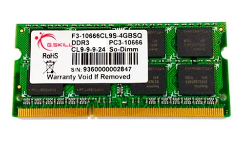 G.Skill F3-10666CL9S-2GBSQ 2 GB (1 x 2 GB) DDR3-1333 SODIMM CL9 Memory